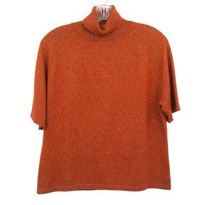 Kate Hill Short Sleeve Stretch Turtleneck Pumpkin Color With Gold Metallic XL